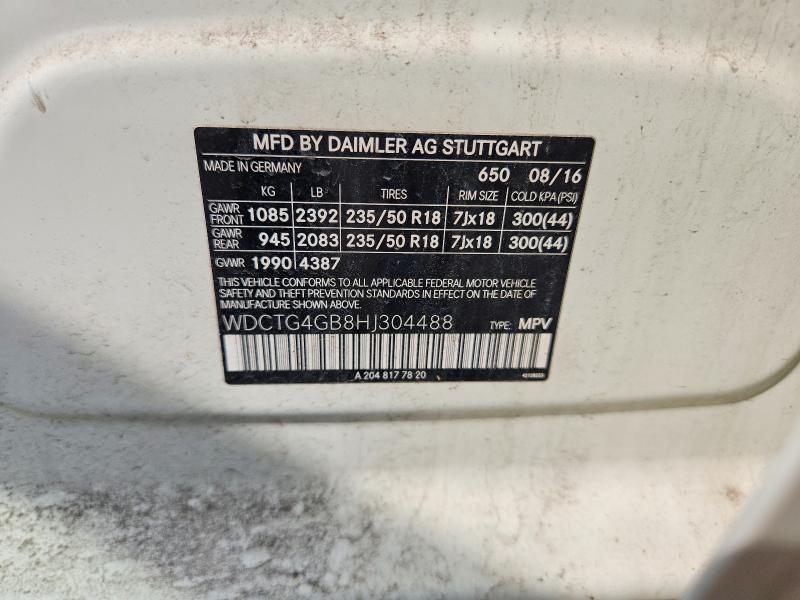 61077726 :رقم المزاد ، WDCTG4GB8HJ304488 vin ، 2017 Mercedes-benz Gla مزاد بيع
