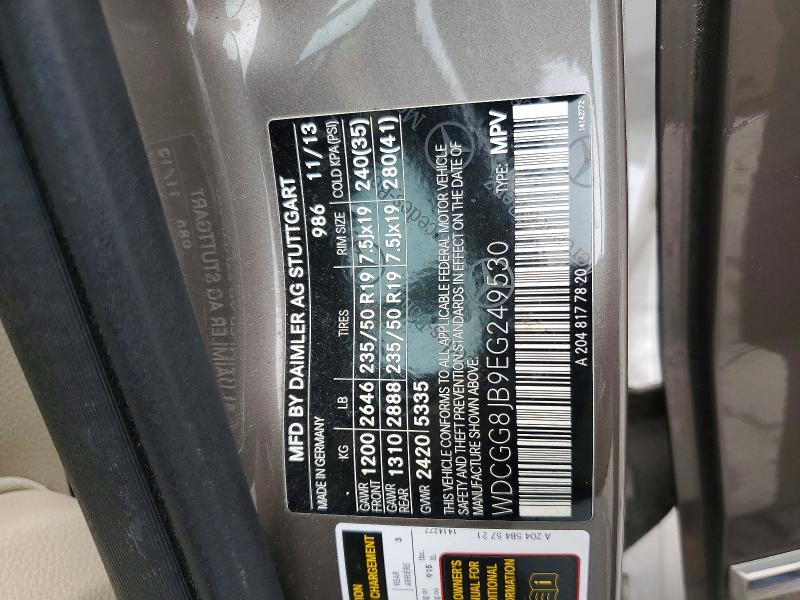 2014 Mercedes-benz Glk მანქანა იყიდება აუქციონზე, vin: WDCGG8JB9EG249530, აუქციონის ნომერი: 60467036