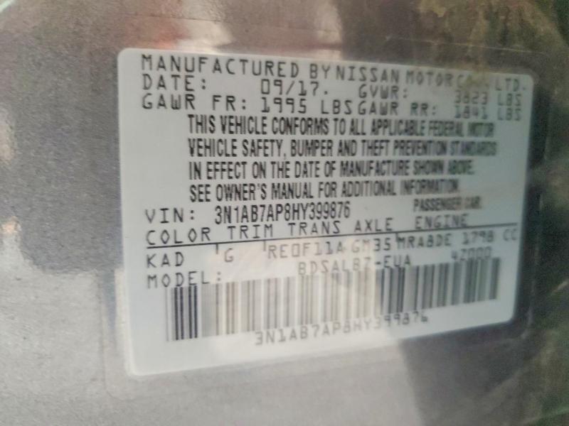 60713626 :رقم المزاد ، 3N1AB7AP8HY399876 vin ، 2017 Nissan Sentra مزاد بيع