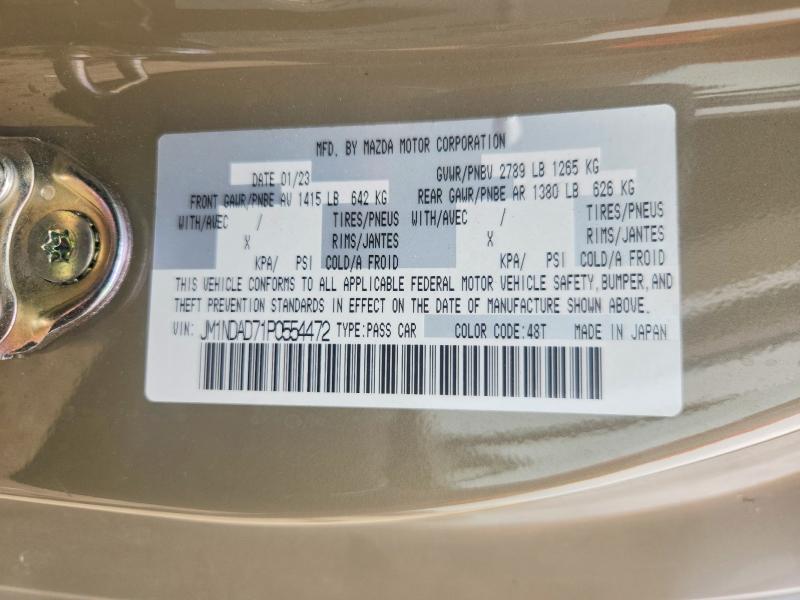 2023 Mazda Mx-5 Miata მანქანა იყიდება აუქციონზე, vin: JM1NDAD71P0554472, აუქციონის ნომერი: 61194636