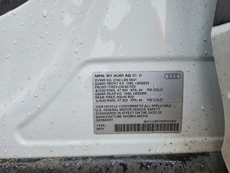 Aukcja sprzedaży 2024 Audi Q4 E-tron, vin: WA1LUBFZ9RP047402, numer aukcji: 59306196