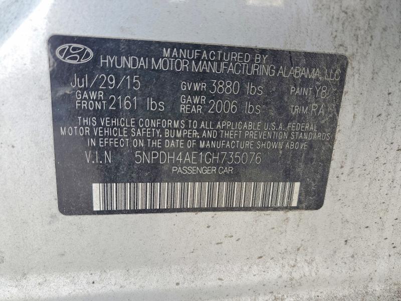 Продажа на аукционе авто 2016 Hyundai Elantra, vin: 5NPDH4AE1GH735076, номер лота: 60047906