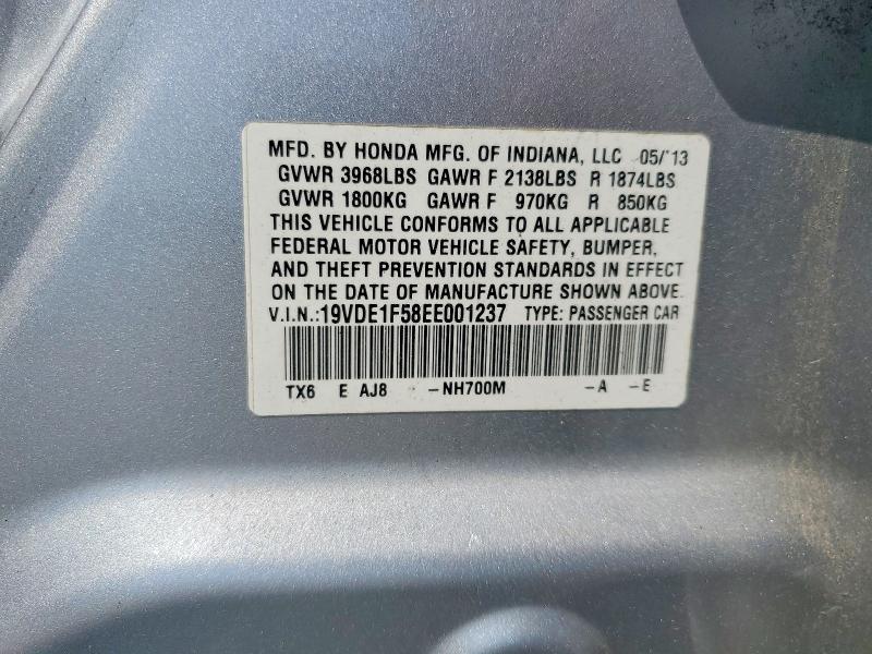 60489796 :رقم المزاد ، 19VDE1F58EE001237 vin ، 2014 Acura Ilx مزاد بيع