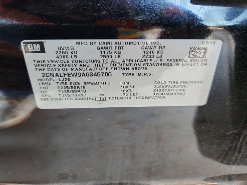 2010 Chevrolet Equinox მანქანა იყიდება აუქციონზე, vin: 2CNALFEW9A6345706, აუქციონის ნომერი: 62836116