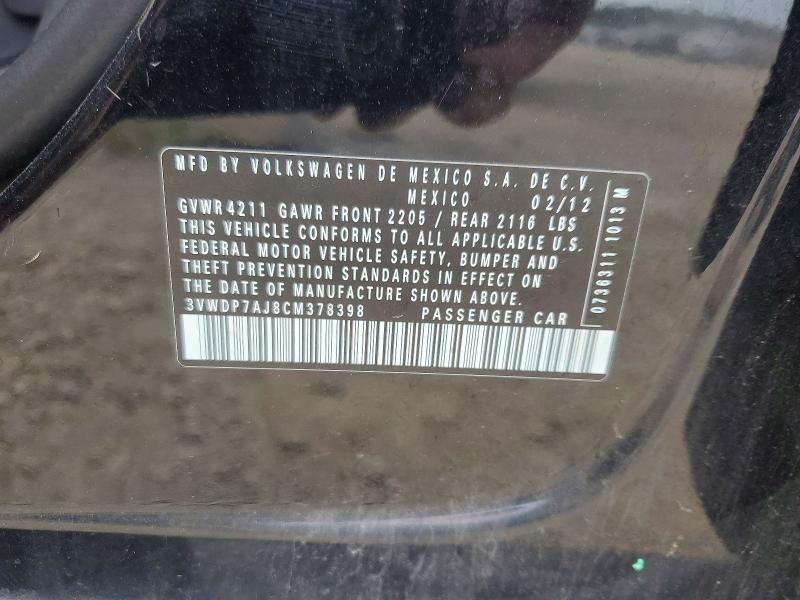 Продаж на аукціоні авто 2012 Volkswagen Jetta, vin: 3VWDP7AJ8CM378398, номер лоту: 60927896