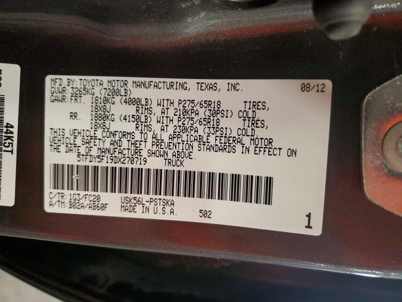 Продажа на аукционе авто 2013 Toyota Tundra, vin: 5TFDY5F19DX270719, номер лота: 62579236