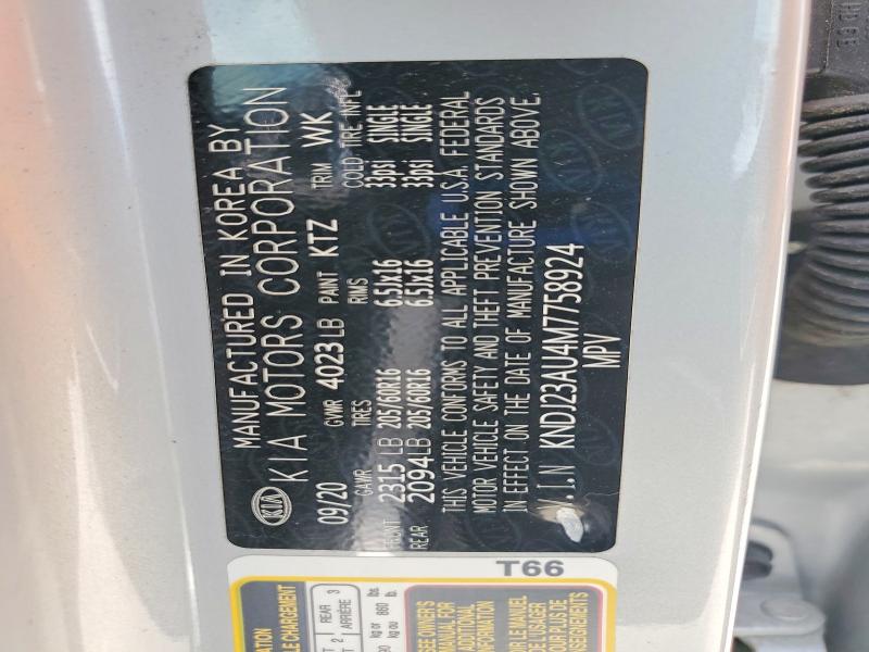 62897486 :رقم المزاد ، KNDJ23AU4M7758924 vin ، 2021 Kia Soul مزاد بيع