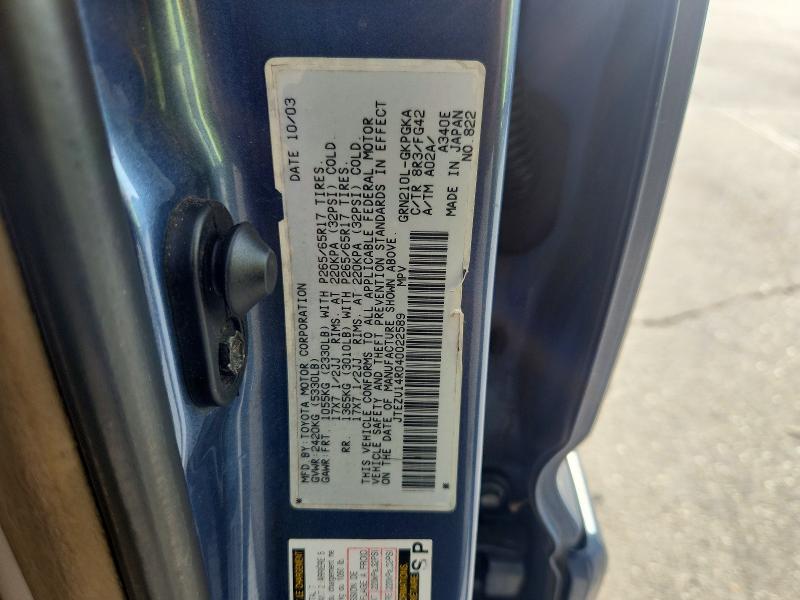 62305546 :رقم المزاد ، JTEZU14R040022589 vin ، 2004 Toyota 4runner مزاد بيع