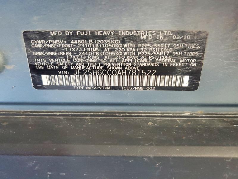 Продаж на аукціоні авто 2010 Subaru Forester, vin: JF2SH6CC0AH781522, номер лоту: 61343766