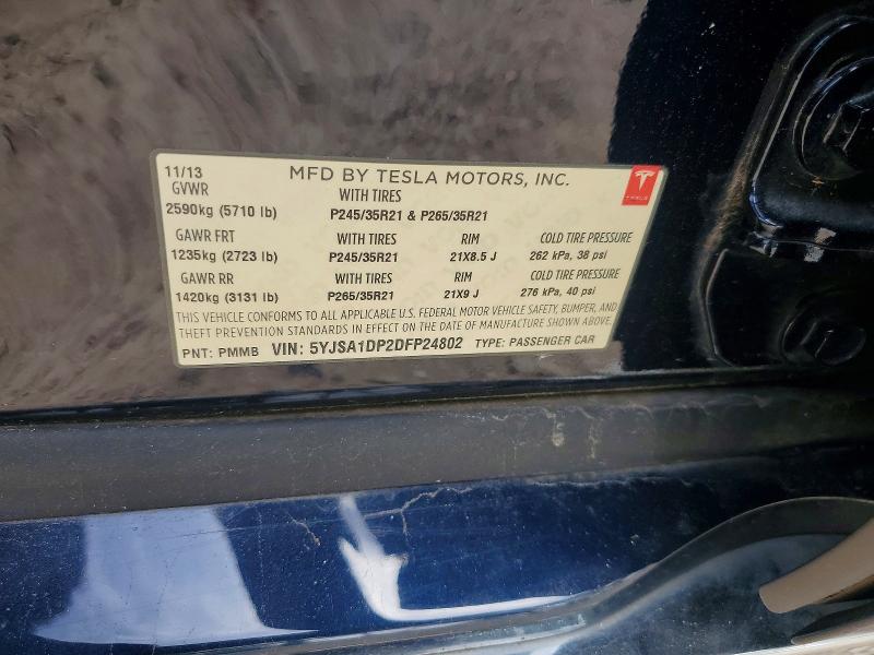 62072726 :رقم المزاد ، 5YJSA1DP2DFP24802 vin ، 2013 Tesla Model S مزاد بيع
