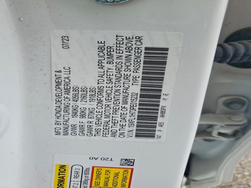61809686 :رقم المزاد ، 19XFL1H73PE015232 vin ، 2023 Honda Civic مزاد بيع