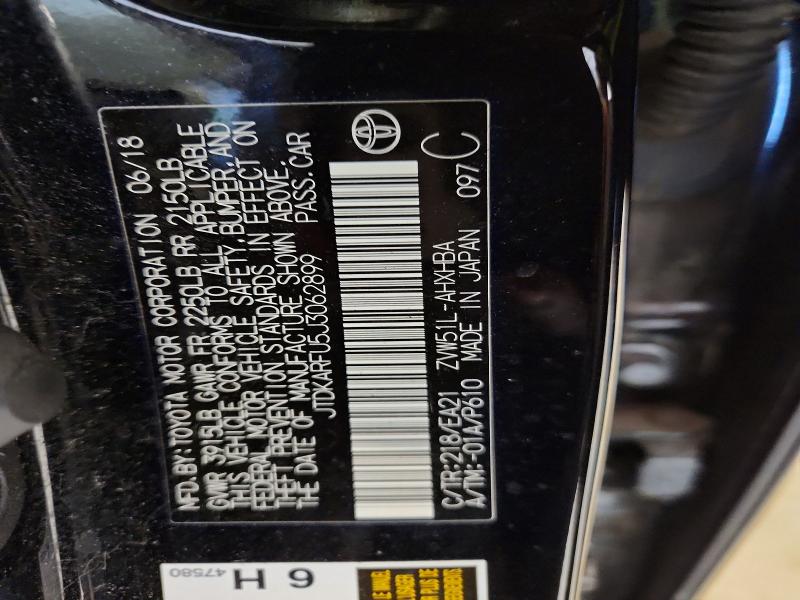 Продажа на аукционе авто 2018 Toyota Prius, vin: JTDKARFU5J3062899, номер лота: 59836706