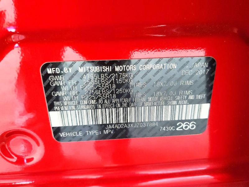 2018 Mitsubishi Outlander მანქანა იყიდება აუქციონზე, vin: JA4AD2A3XJZ037884, აუქციონის ნომერი: 61882696