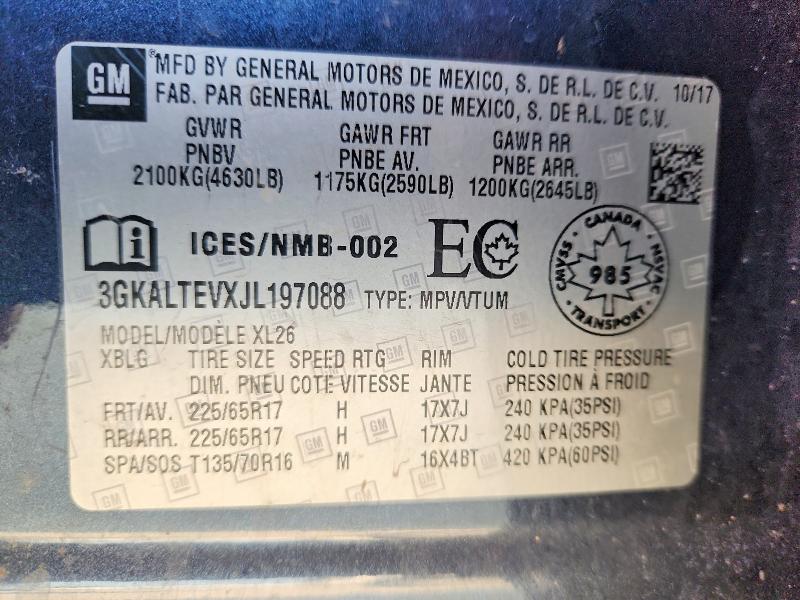 2018 Gmc Terrain მანქანა იყიდება აუქციონზე, vin: 3GKALTEVXJL197088, აუქციონის ნომერი: 62623016