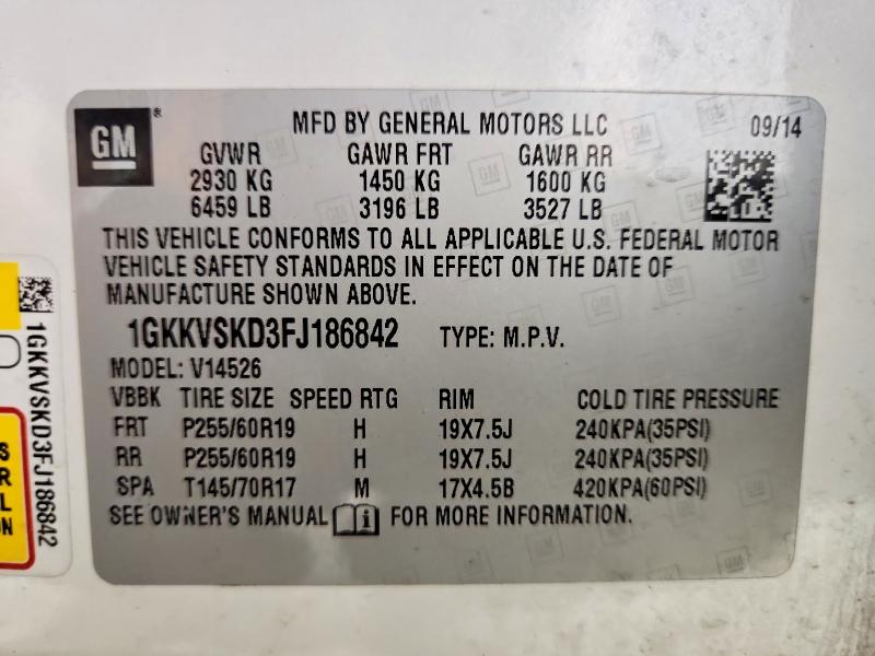 Продажа на аукционе авто 2015 Gmc Acadia, vin: 1GKKVSKD3FJ186842, номер лота: 61541836