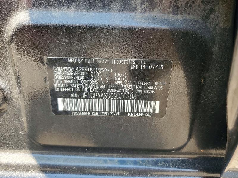 2016 Subaru Impreza მანქანა იყიდება აუქციონზე, vin: JF1GPAA63G9326308, აუქციონის ნომერი: 61320906