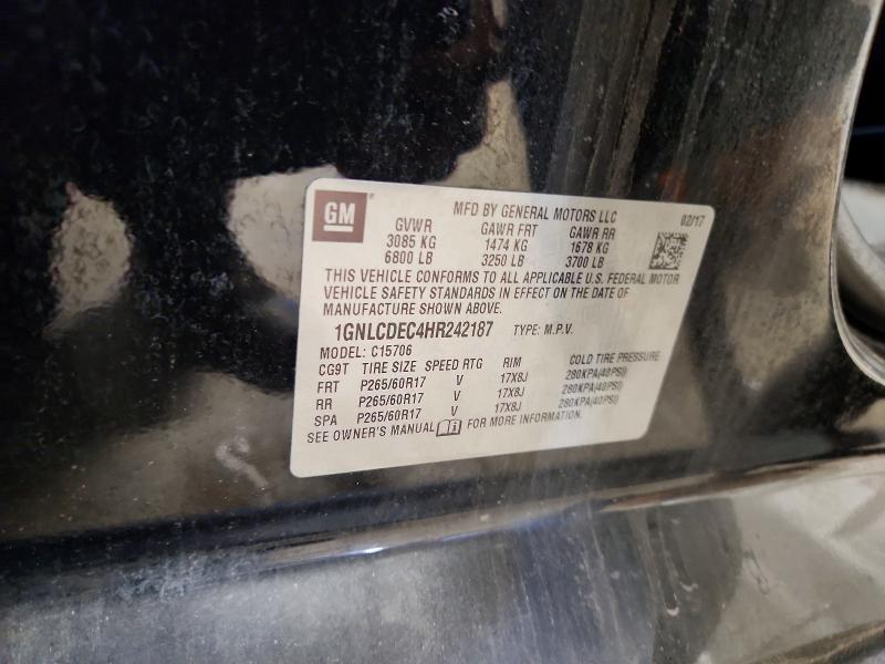 Продаж на аукціоні авто 2017 Chevrolet Tahoe, vin: 1GNLCDEC4HR242187, номер лоту: 60677376