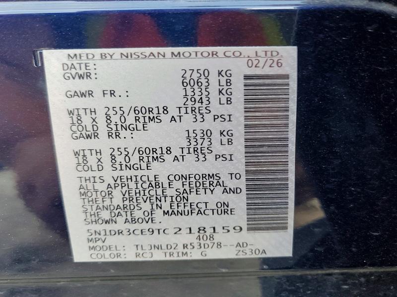Продажа на аукционе авто 2026 Nissan Pathfinder, vin: 5N1DR3CE9TC218159, номер лота: 59914996