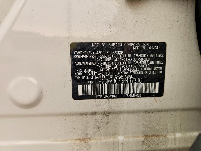 59973256 :رقم المزاد ، JF2SKAJC3RH497336 vin ، 2024 Subaru Forester مزاد بيع