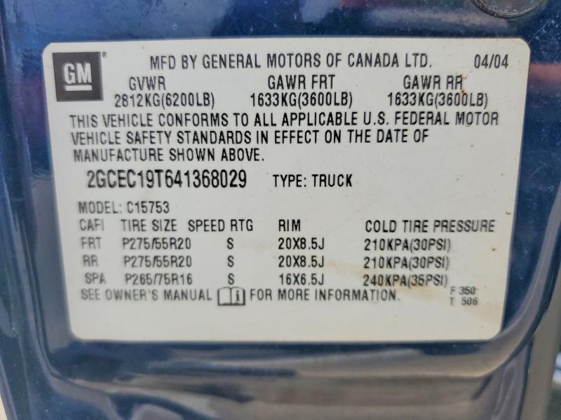 Aukcja sprzedaży 2004 Chevrolet Silverado, vin: 2GCEC19T641368029, numer aukcji: 61686496