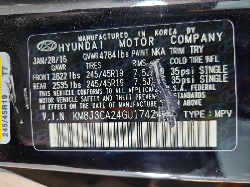 2016 Hyundai Tucson მანქანა იყიდება აუქციონზე, vin: KM8J3CA24GU174245, აუქციონის ნომერი: 61505276