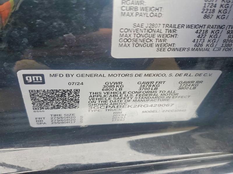61535756 :رقم المزاد ، 3GCPABEK2RG429067 vin ، 2024 Chevrolet Silverado مزاد بيع