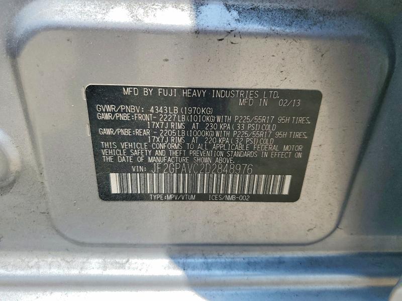 2013 Subaru Xv Crosstrek მანქანა იყიდება აუქციონზე, vin: JF2GPAVC2D2848976, აუქციონის ნომერი: 62677456