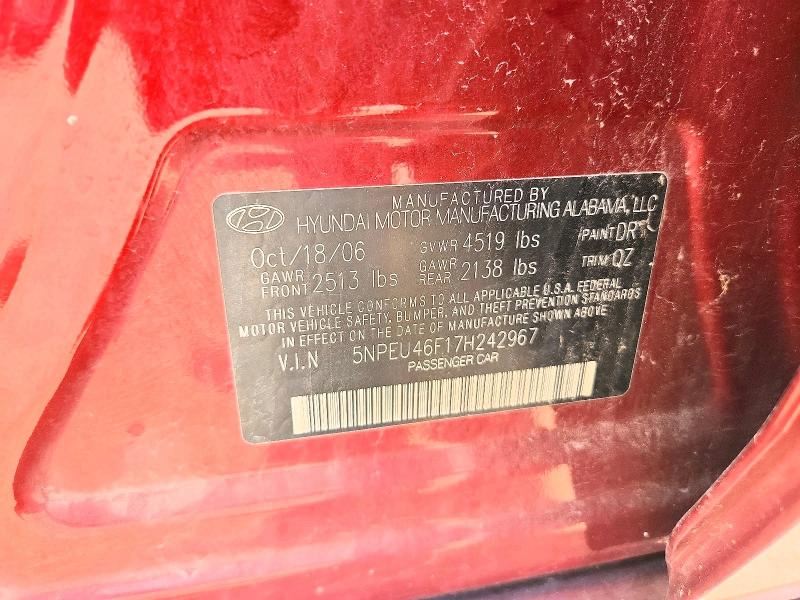 2007 Hyundai Sonata მანქანა იყიდება აუქციონზე, vin: 5NPEU46F17H242967, აუქციონის ნომერი: 59537206