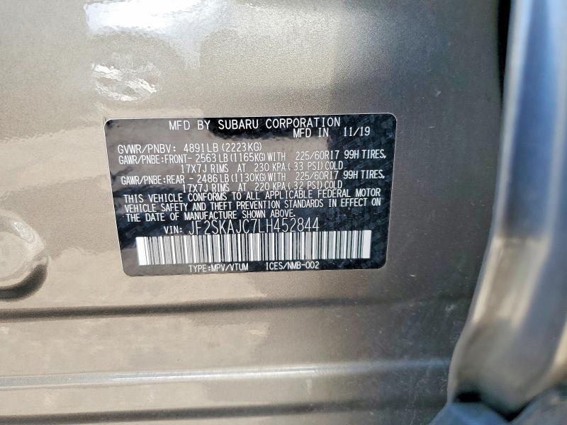 Продаж на аукціоні авто 2020 Subaru Forester, vin: JF2SKAJC7LH452844, номер лоту: 61748576