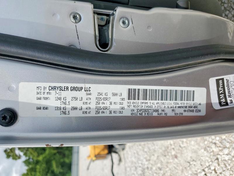 61596396 :رقم المزاد ، 3C4PDDBG5CT134806 vin ، 2012 Dodge Journey مزاد بيع