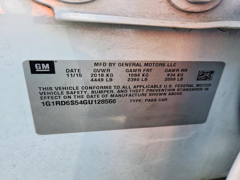 Auction sale of the 2016 Chevrolet Volt, vin: 1G1RD6S54GU128566, lot number: 59264816