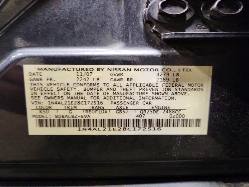 2008 Nissan Altima მანქანა იყიდება აუქციონზე, vin: 1N4AL21E28C172516, აუქციონის ნომერი: 62976176