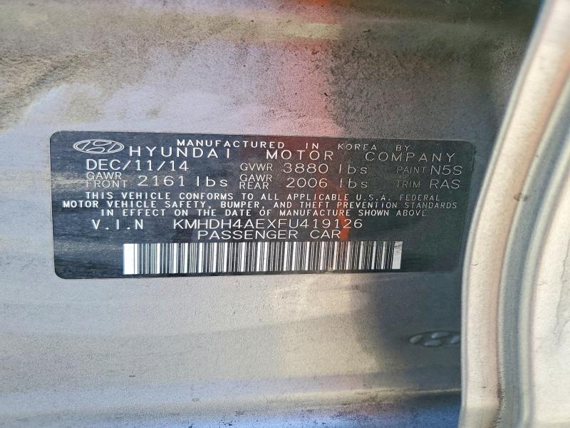 Продажа на аукционе авто 2015 Hyundai Elantra, vin: KMHDH4AEXFU419126, номер лота: 63361196
