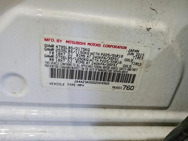 Aukcja sprzedaży 2016 Mitsubishi Outlander, vin: JA4AZ3A32GZ004569, numer aukcji: 60587006