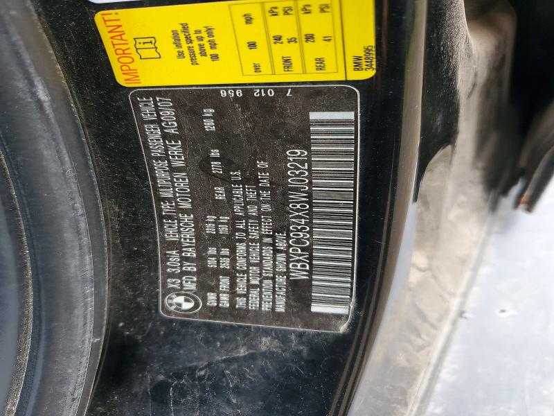 62663256 :رقم المزاد ، WBXPC934X8WJ03219 vin ، 2008 Bmw X3 مزاد بيع