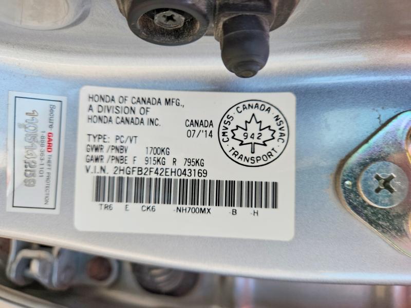 60549316 :رقم المزاد ، 2HGFB2F42EH043169 vin ، 2014 Honda Civic مزاد بيع
