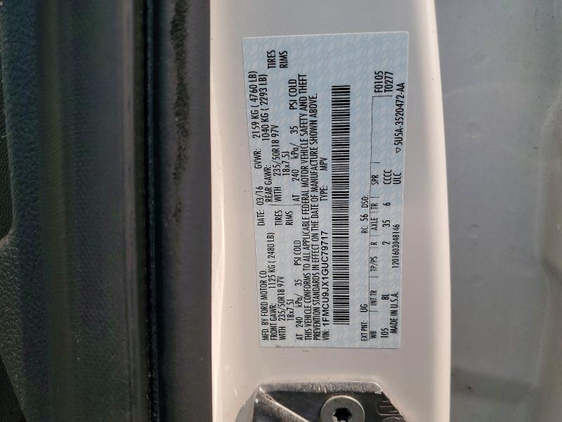 61748426 :رقم المزاد ، 1FMCU9JX1GUC79717 vin ، 2016 Ford Escape مزاد بيع