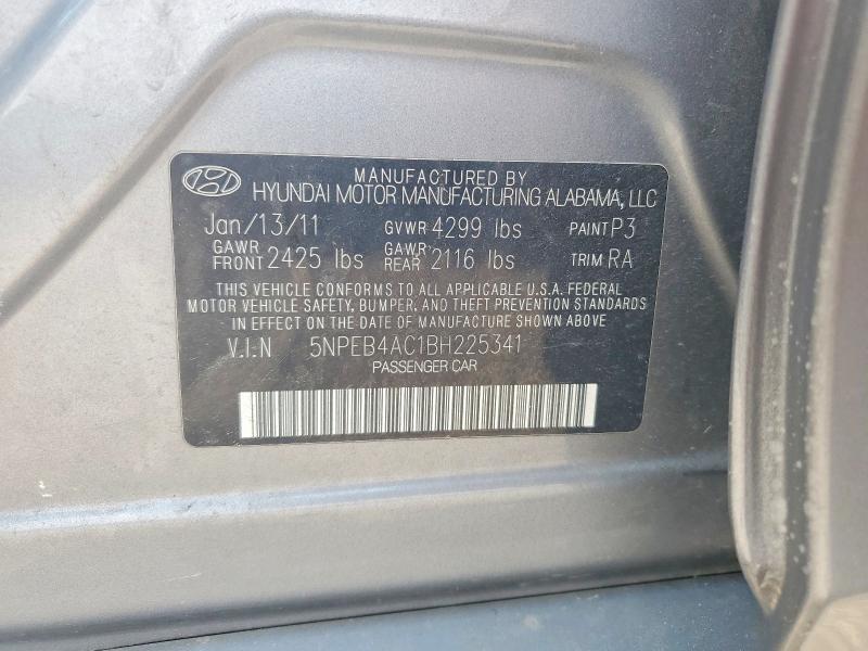 63353366 :رقم المزاد ، 5NPEB4AC1BH225341 vin ، 2011 Hyundai Sonata مزاد بيع