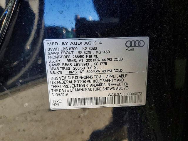 59726356 :رقم المزاد ، WA1LGAFE6FD010173 vin ، 2015 Audi Q7 مزاد بيع