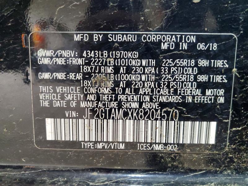 Продаж на аукціоні авто 2019 Subaru Crosstrek, vin: JF2GTAMCXK8204570, номер лоту: 85989135