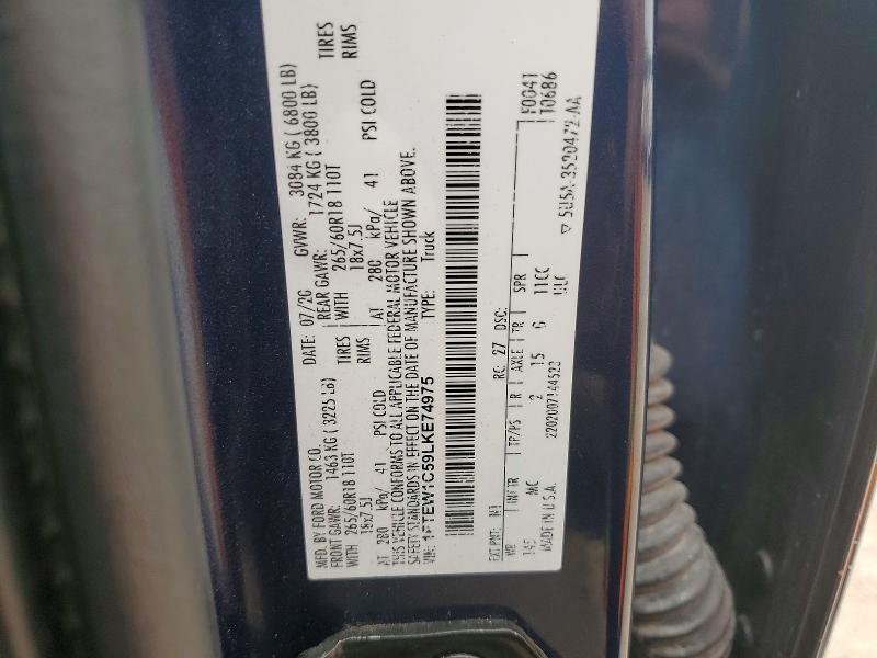 Aukcja sprzedaży 2020 Ford F150, vin: 1FTEW1C59LKE74975, numer aukcji: 60995586