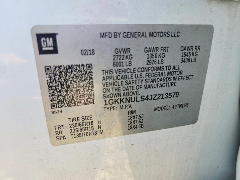 Aukcja sprzedaży 2018 Gmc Acadia, vin: 1GKKNULS4JZ213579, numer aukcji: 61137186