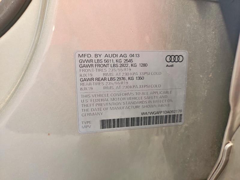 Aukcja sprzedaży 2013 Audi Q5, vin: WA1WGAFP1DA092178, numer aukcji: 62042486