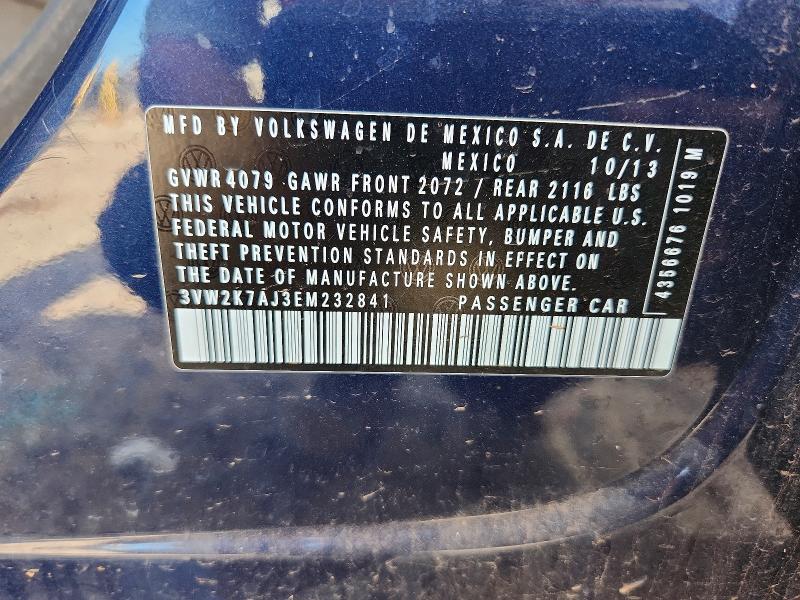Продажа на аукционе авто 2014 Volkswagen Jetta, vin: 3VW2K7AJ3EM232841, номер лота: 58474386