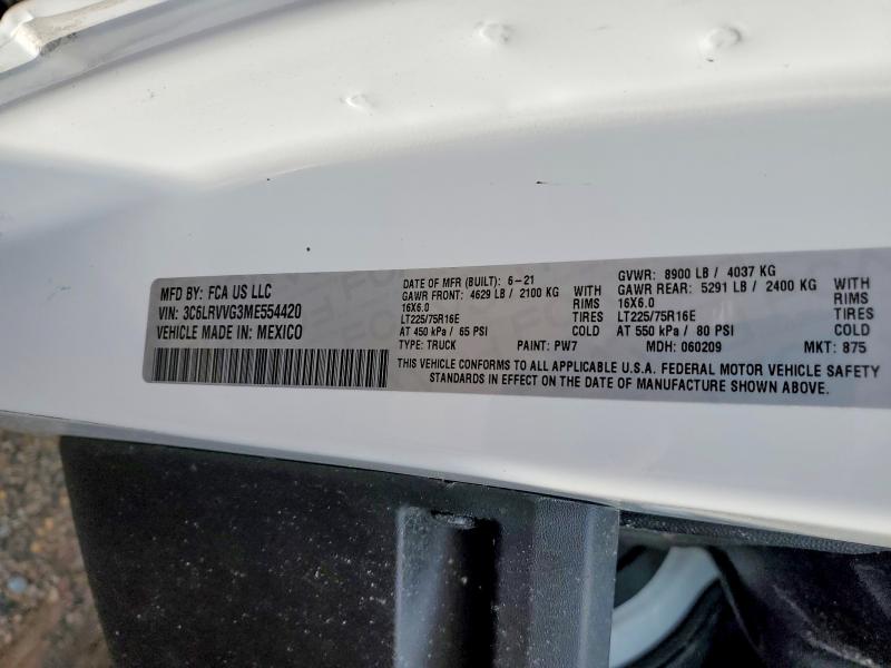 Aukcja sprzedaży 2021 Ram Promaster 2500, vin: 3C6LRVVG3ME554420, numer aukcji: 58423306