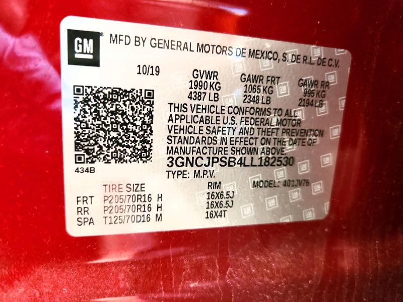 61290906 :رقم المزاد ، 3GNCJPSB4LL182530 vin ، 2020 Chevrolet Trax مزاد بيع