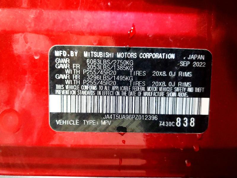 Auction sale of the 2023 Mitsubishi Outlander, vin: JA4T5UA96PZ012396, lot number: 59835976