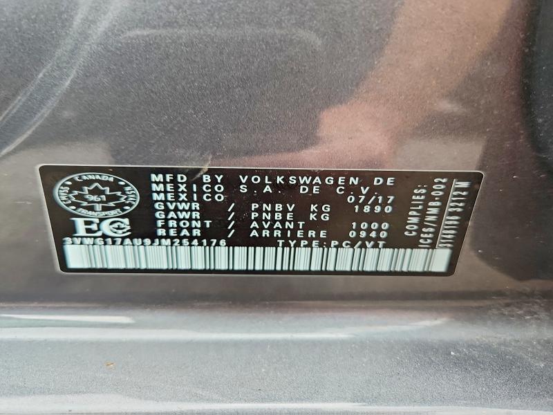 2018 Volkswagen Golf მანქანა იყიდება აუქციონზე, vin: 3VWG17AU9JM254176, აუქციონის ნომერი: 60944436