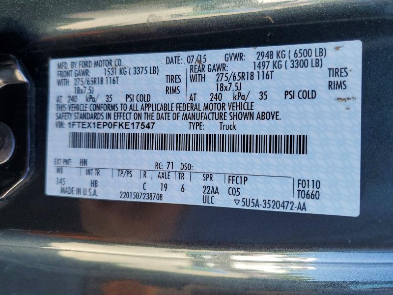 Aukcja sprzedaży 2015 Ford F150, vin: 1FTEX1EP0FKE17547, numer aukcji: 59896146