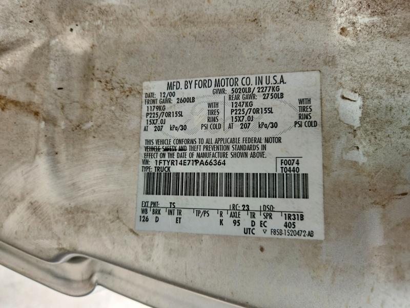 2001 Ford Ranger მანქანა იყიდება აუქციონზე, vin: 1FTYR14E71PA66364, აუქციონის ნომერი: 61106596